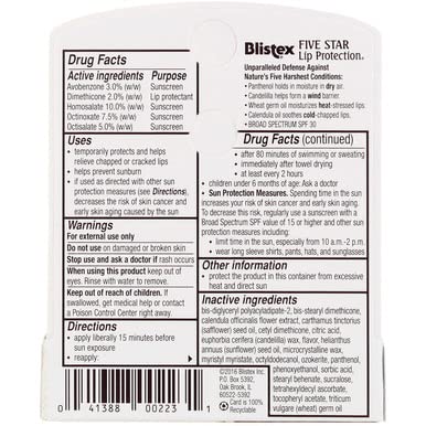 Blistex Five Star Lip Protection SPF 30 0.15 oz Pack of 5