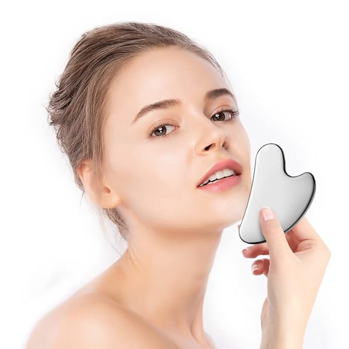 Tekson Facial Roller Massager, 3D Metal face Massage GuaSha Tool for Eye Reduce Puffiness, Face Lift, Anti-Aging, Skin Tightening