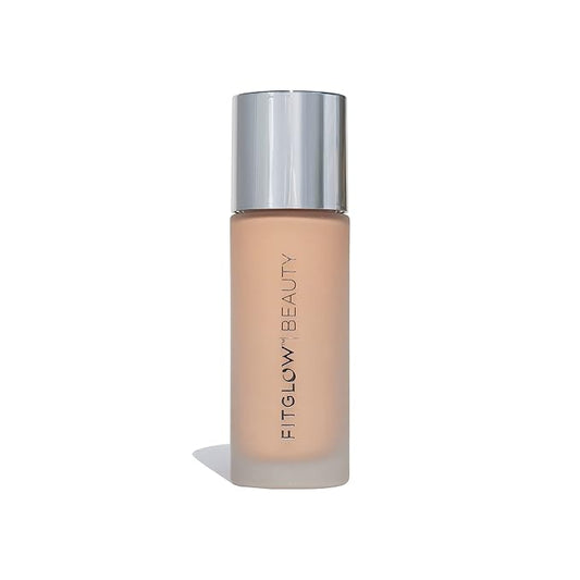 Fitglow Beauty - Natural Foundation+ Photo-Filtering Foundation | Vegan, Woman-Owned Clean Beauty (F3 - Light Medium Cool, Peach Undertones)