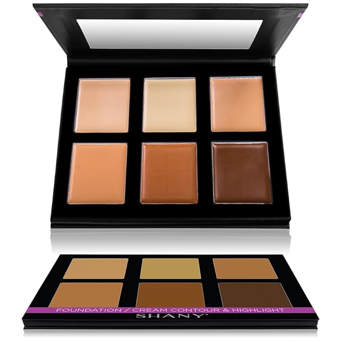 SHANY Foundation Cream Contour & Highlight Makeup Palette with Mirror - 6 Color Foundation Palette - FOUNDATION