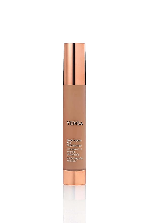 YENSA Super Silk Foundation - Full Coverage, Age-defying complex of Vitamin C, E, Ferulic, and Bakuchiol Oil (Deep 1) 1.0 fl oz