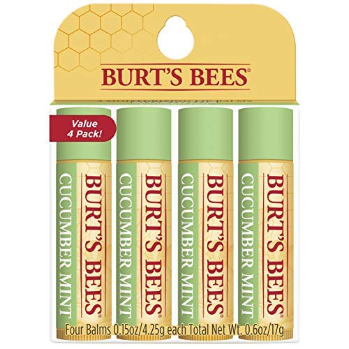 Burt's Bees 100% Natural Origin Moisturizing Lip Balm, Cucumber Mint with Beeswax, 4 Tubes