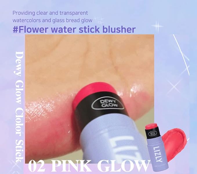 Vegan Blush Stick Multi Balm Cheek Stick Korean Make Up Dewy Glow Balm Stick sonrojo (02 Pink)
