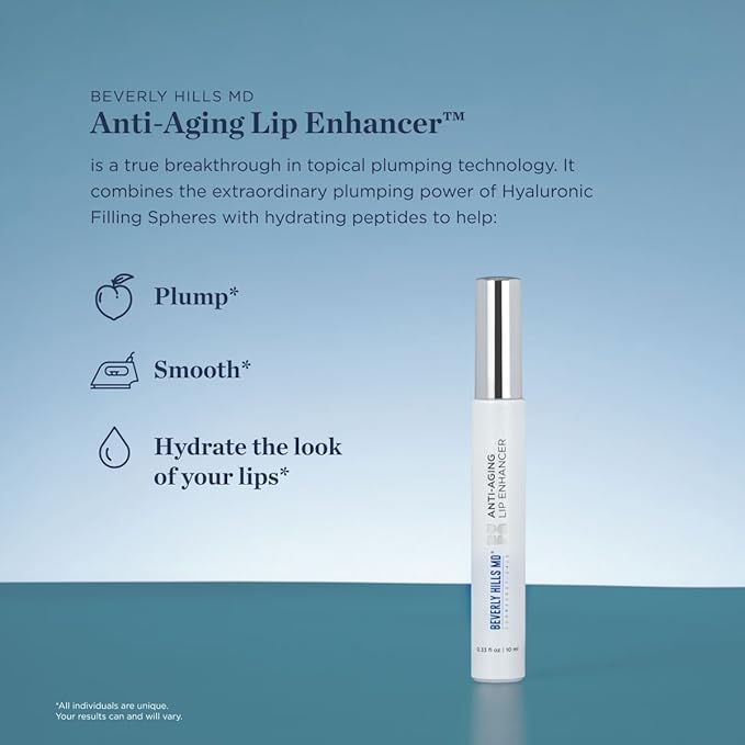 Anti Aging Lip Enhancer- Plumping Formula for Fuller, Hydrated Lips - Visibly Volumize, Smooth Lips w/Collagen Supporting Agents- Hyaluronic Acid, Ceramides, Peptides- No Sting/Burn