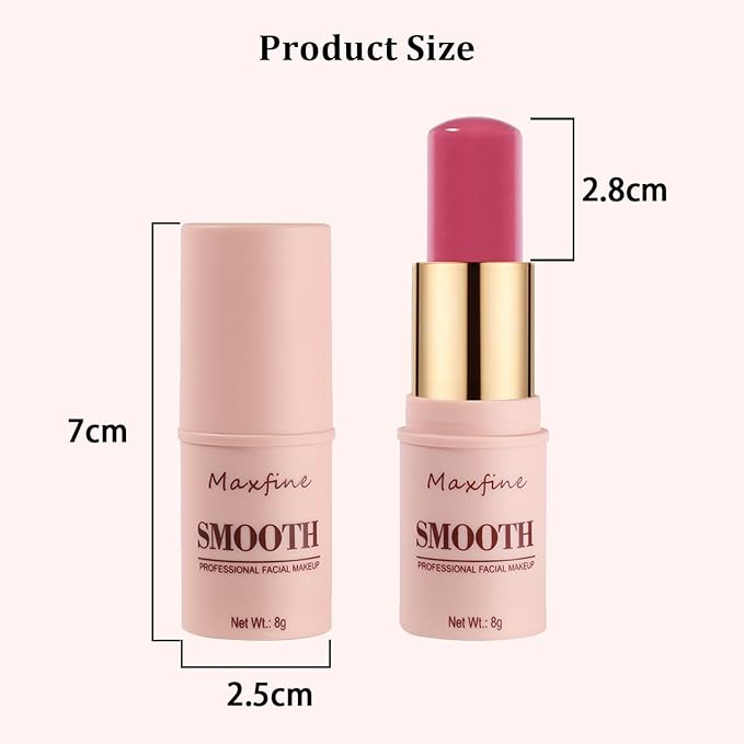Blush for Cheeks - Cream Blush Stick Face Lip Eyeshadow Tint, 3-in-1 Buildable Pink Blush Makeup Balm Stick For Make Up Women Girl Gift (Peach Melody #2)