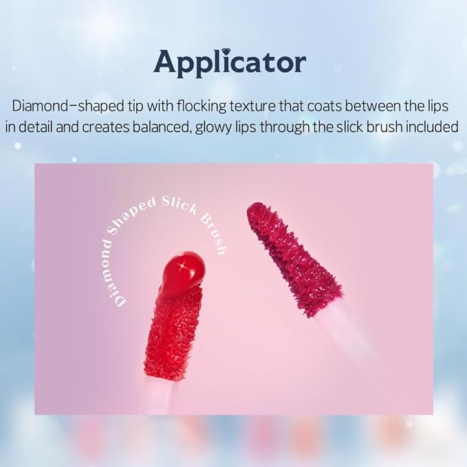 ETUDE Over Glowy Lip Stain Tint #12 Ruby Love | Non-Sticky Vegan Lip Tint | Moisturized & Long-lasting Lip Gloss | Daily Tint for Dry Lips, Korean Makeup