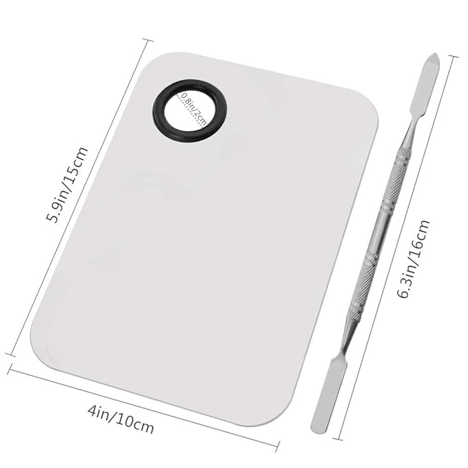 Professional Pro Stainless Steel Makeup Palette Cosmetic Palette with Spatula Tool Makeup Art Tool For Nail Art Eye Shadow Eyelash Makeup Professional Pigment Blending（6 x 4 Inch Sliver）