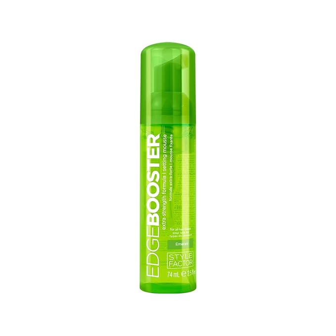 Style Factor EDGE BOOSTER Extra Strength Setting Mousse – Frizz Control, Extra Volume, and Conditioning – 2.5oz Emerald Mousse for Curly Hair