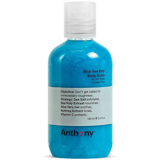 Anthony Exfoliating Body Scrub – Sea Salt, Vitamin C, And Aloe Vera Deep Cleans, Smooths Rough Patches & Soothes and Protects Skin – Blue Sea Kelp Body Wash 3.4 Fl Oz