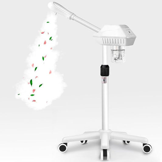 Professional Facial Steamer, Stand Ozone Face Steamer on Wheels, Adjustable Height and Angle,Estheticians Steamer More Steam,Hot Mist Facial Humidifier Atomizer for Spa Beauty, Home Use