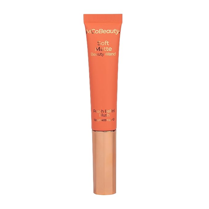 MCoBeauty Soft Matte Beauty Wand, Peach Bellini Blush, Velvety Finish of Buildable Color, Vegan, Cruelty Free Cosmetics