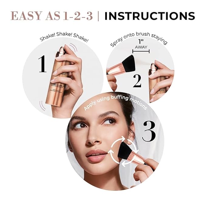 LUMINESS Silk Airbrush Spray Foundation 2-PC Kit - Foundation & Dual-Sided Angled Makeup Brush - Buildable Coverage, Anti-Aging Formula, Humidity Resistant, Hydrates & Moisturizes, Warm