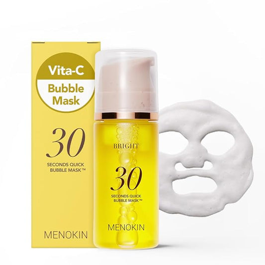 MENOKIN 30 Seconds Quick Bubble Mask [BRIGHT] - [Vitamin C] [Glutathione & Niacinamide] in Micro-bubbles for Dark Spots, Uneven Skin Tone, Korean Skin Care Essential, 70 Uses, 3.21 fl.oz