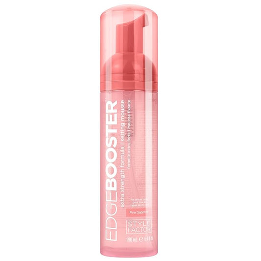 Style Factor EDGE BOOSTER Extra Strength Setting Mousse – Frizz Control, Extra Volume, and Conditioning – 6.4oz Pink Sapphire Mousse for Curly Hair