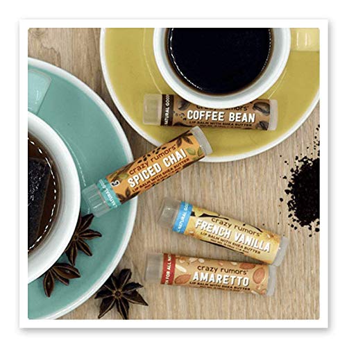 Crazy Rumors Barista Mix Lip Balm 4-Pack Mix (Amaretto, French Vanilla, Coffee Bean & Spiced Chai) 100% Natural, Vegan, Plant-Based, Made in USA