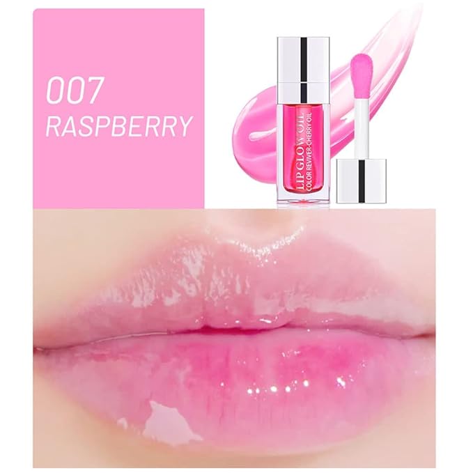 Plumping Lip Oil, Long Lasting Hydrating Lip Gloss Tinted Lip Balm Non-sticky Revitalizing, Tinting Lip Care Oil for Dry Lip (RASPBERRY)