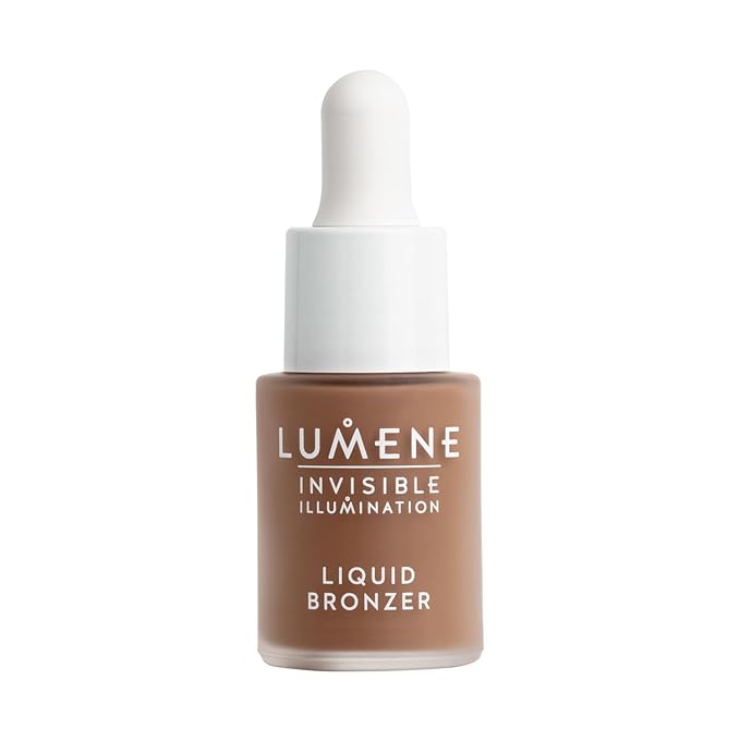Lumene Invisible Illumination [Kaunis] Liquid Bronzer - Skincare-Infused Bronzing Drops with Buildable Texture - Made with Pearlescent Pigments for a Luminous Complexion - Deep Glow (15ml)