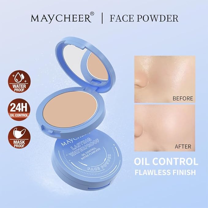 Oil Control Face Pressed Powder, Matte and Smooth Translucent Powder Setting Powder Makeup, Waterproof Long Lasting Finishing Face Powder, Cruelty-free(#02 NATURAL BEIGE)