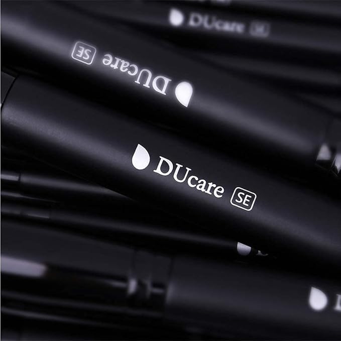 DUcare Makeup Brushes 15Pcs Premium Synthetic Kabuki Makeup Brush Set, Professional Foundation Concealers Powder Blush Blending Face Eye Shadows Black Brush Sets