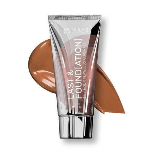 WUNDERBROW Full Coverage Foundation, Last & Found[ation] – Buildable Full Coverage Liquid Foundation For 24+ Hours Wear – Long Lasting, Waterproof, Chocolate