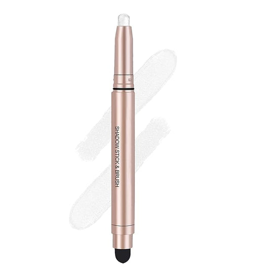 White Cream Eyeshadow Stick, Single Shimmer Eyeshadow Pencil, Waterproof Long Lasting Eye Shadow Stick Makeup, Hypoallergenic High Pigmented Eye Highlighter Pen Create Multi-Dimensional Eyes Look 01#