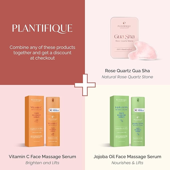 PLANTIFIQUE Rose Quartz Gua Sha Tool – Anti-Aging Face Massager & Jawline Shaper for Skincare Routine – Facial Massage & Skin Care Gift