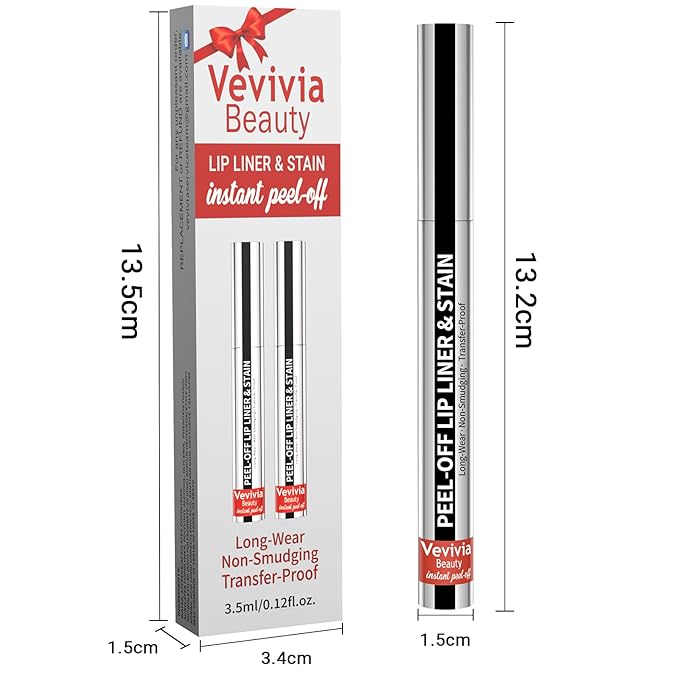 2pcs Lip Stain Peel Off - Lip Liner Stain Long Lasting Waterproof,2-in-1 Lip Liner with Tweezer Nude Matte,Non-Stick Cup,Highly Pigmented，Natural Finish,Stay On All Day,Perfect for Gift (Nude+Mauve)