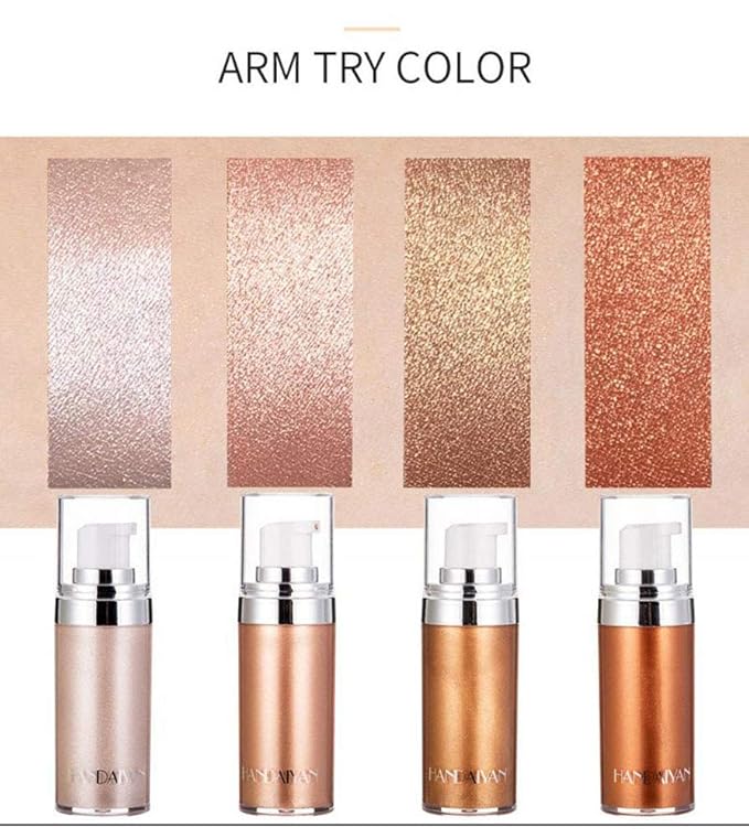 Body Face Luminizer Highlighter Cream Spray Liquid Bronzer Illuminator Glow Glistening Makeup Foundation Cheekbone & Blush Liquid Highlighter Smooth Shimmer Glow Makeup(#01 Pearl White)