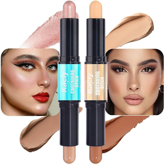 evpct 2in1 Face Shaping & Contouring Stick Cream Contour Concealer Bronzer Stick Makeup Kit for Face Highlighter Makeup Stick contorno maquillaje de maquillaje, NEW Light Medium + ORIGINAL Universal