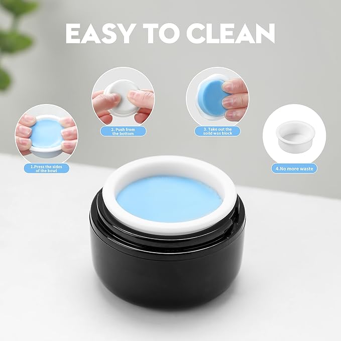 Nose Wax Kit - Travel Wax Warmer for Hair Removal with 100g Waxs, 15 Applicators, 30 Nose Hair Sticks 2 Silicone Pots, 1 Bag Constant Temperature, 15-20 Times Black - Round | Black | Mini