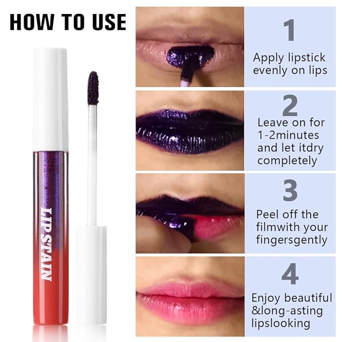 evpct Maroon Red Peel Off Lip Stain Tints, Matte Liquid Lipstick Lip Stain Long Lasting Waterproof for Women, Non-stick Cup Lipstick Peel Off Highly Pigmented Not Faded Smudge-proof Easy to Apply, 01