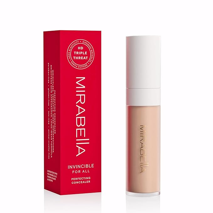 Mirabella Invincible For All Perfecting Under Eye Concealer Full Coverage - Hydrating Makeup Concealer for Dark Circles, Fine Lines & Wrinkles w/Hyaluronic Acid - Porcelain P00