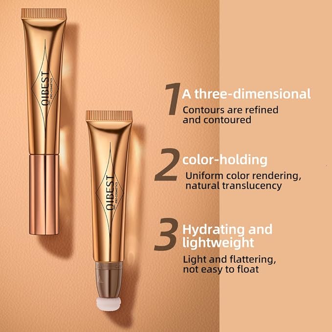 Highlighter Beauty Wand, Cream Liquid Highlighter Makeup Stick, Silky Smooth Face Shimmer Bronzer Stick with Cushion Applicator, Lightweight Body Face Glowing Highlighter, Cruelty-free（Pearl White）