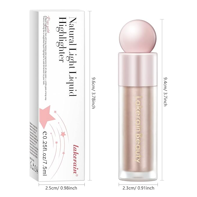 Liquid Highlighter Makeup, Natural Silky Shimmer Finish Liquid Face Highlighter, Highly Pigmented, Lightweight, Blendable, Soft Cream Highlighter For Face (#03 Rose Gold Shimmer)
