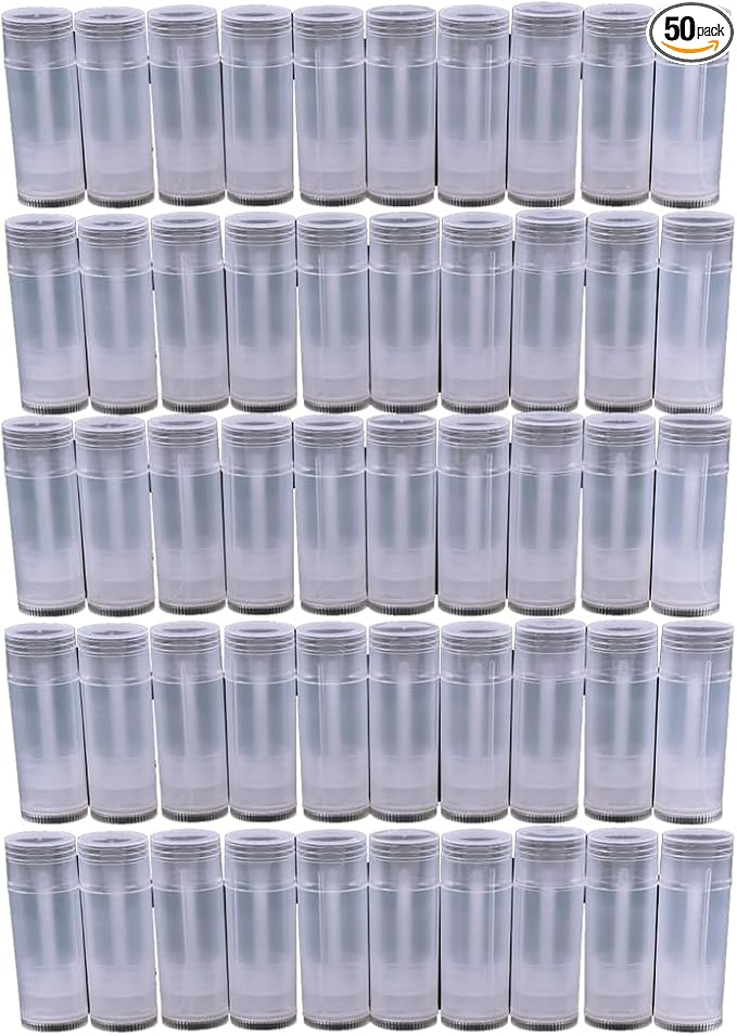 50Pcs 5ml Translucent Lipstick Cosmetic Empty Lip Gloss Lipstick Containers,Cosmetic Containers Sale Lip Balm Tubes Empty Hot Transparent Plastic Refill Lip Balm Tube with Cap