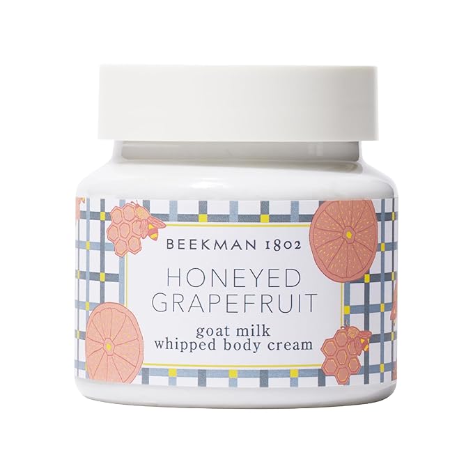 Beekman 1802 Whipped Body Cream, Honeyed Grapefruit - Scented - 8 oz - Intensely Hydrating & Softens Skin - With Goat Milk - Good for Sensitive Skin - Cruelty Free