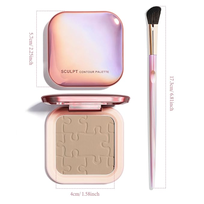 Contour Palette with Brush, Cream Contour Powder Palette Bronzer Powder Matte Bronzer Palette Cool Toned Contour Kit with Mirror for Face Sculpting Contour Makeup (#C03 Taupe)