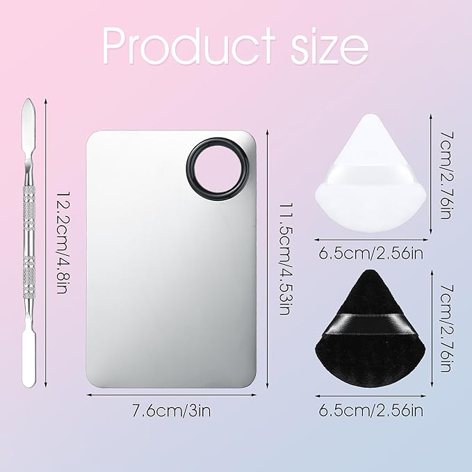10-in-1 Makeup Spatula and Powder Puff Set with Professional Cosmetic Palette Triangle Puff for Eye Shadow Spatula Facial Cosmetic Makeup Tool for Eyelashe Body