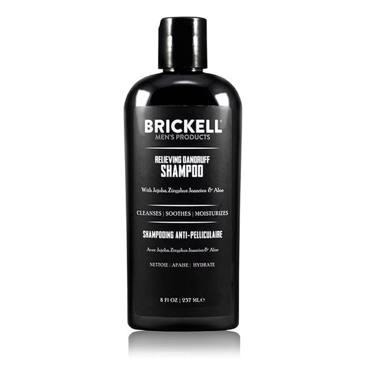Brickell Men's Relieving Dandruff Shampoo For Men, Natural & Organic, Soothes and Eliminates Dandruff with Ziziphus Joazeiro, Aloe and Jojoba Oil (8 oz)