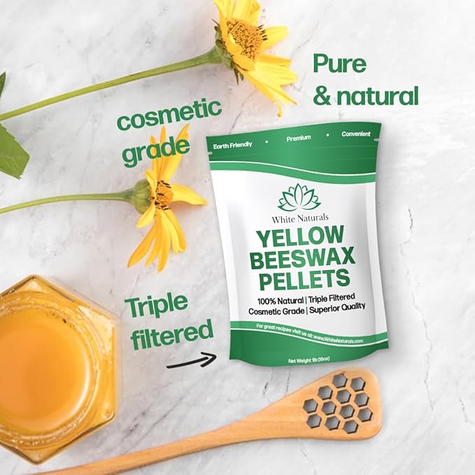 Yellow Beeswax Pellets 1lb (16oz), Pure, Natural, Cosmetic Grade, Organic, Bees Wax Pastilles, Triple Filtered, Great For Candle Making, Soap, Food Wrap, DIY Lip Balms, Lotions