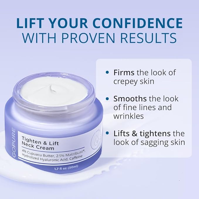 goPure Neck Firming Duo, Tighten & Lift Neck Cream, Refine & Renew Body Scrub, 2 piece set