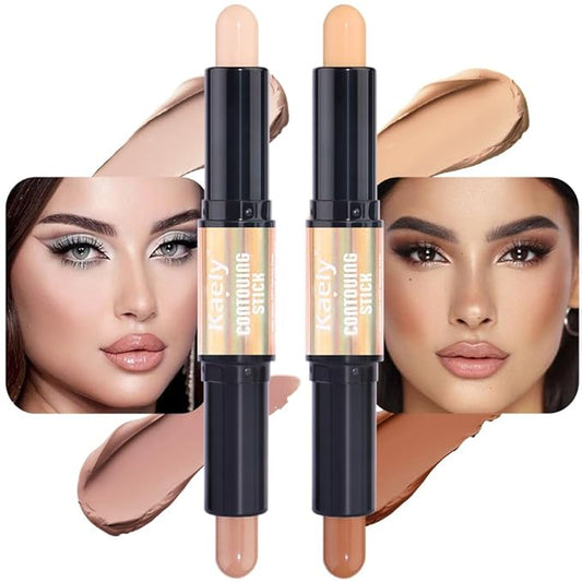evpct 2in1 Face Shaping & Contouring Stick Cream Contour Concealer Bronzer Stick Makeup Kit for Face Highlighter Makeup Stick contorno maquillaje de maquillaje, ORIGINAL Light + ORIGINAL Universal