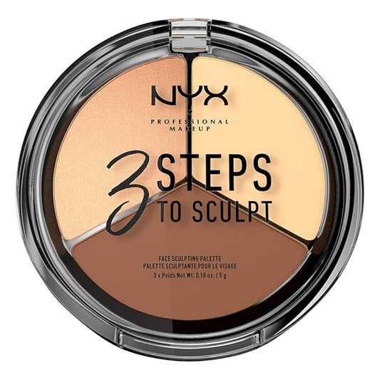 NYX PROFESSIONAL MAKEUP 3 Steps to Sculpt, Face Sculpting Contour Palette - Light