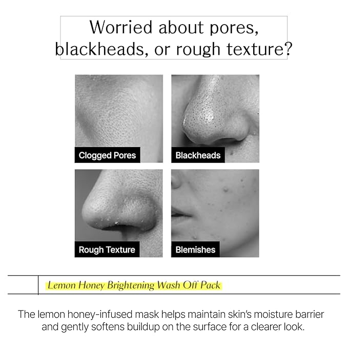 Honey Lemon Face Mask Wash-Off Pack & Scrub — 5-Minute, Exfoliating, Hydrating, Gentle for Sensitive Skin, with Manuka Honey & Lemon Extract, 3.52 oz (100 g)