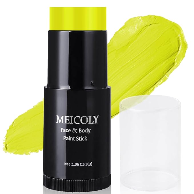 MEICOLY Ogre Green Face Body Paint Stick,Cream Face Paint for Disgust Goblin Demon Halloween SFX Special Effects Cosplay Makeup,Waterproof Eye Black Stick