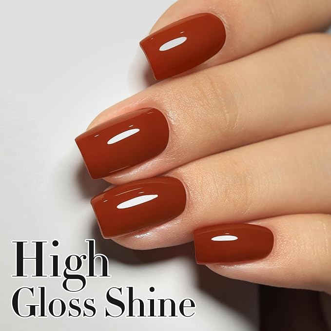 Double Rhythm Translucent Gel Polish Sheer Neutral Natural Light Milky Same Color Same Bottle 15ML Jelly UV Polish Nail Art DIY at Home (Brick Red-A1488)