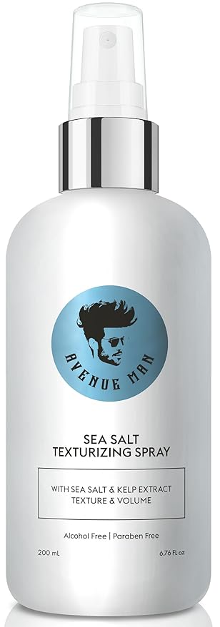Avenue Man Sea Salt Spray for Men - Texturizing & Thickening Sea Salt Hair Spray for Men with Kelp and Brown Seaweed Extract - Paraben, Sulfate-Free - Add Volume and Texture Beach Hairspray 6.76 Oz
