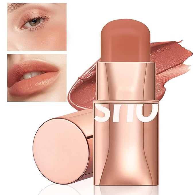 Cream Blush Stick for Cheeks Makeup,Waterproof Blush Face Stick Multi-Use Lip and Cheek Tint,Matte Finish Lightweight Easy to Blend Natural Cream Blusher Makeup for All Skin Tones-Coral Red