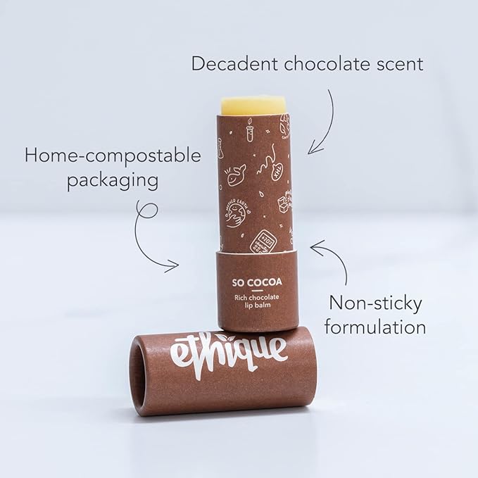Ethique So Cocoa Nourishing Lip Balm - Plastic-Free, Vegan, Cruelty-Free, Eco-Friendly, 0.32 oz (Pack of 1)