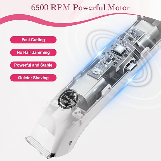 Upgrade Dermave Bikini Shaver, Dual Head 4 in 1 Bikini Trimmer for Women, IPX7 Waterproof Wet & Dry Use Electric Razor with Led Light and Display for Nose, Eyebrow, Bikini, Body (White)